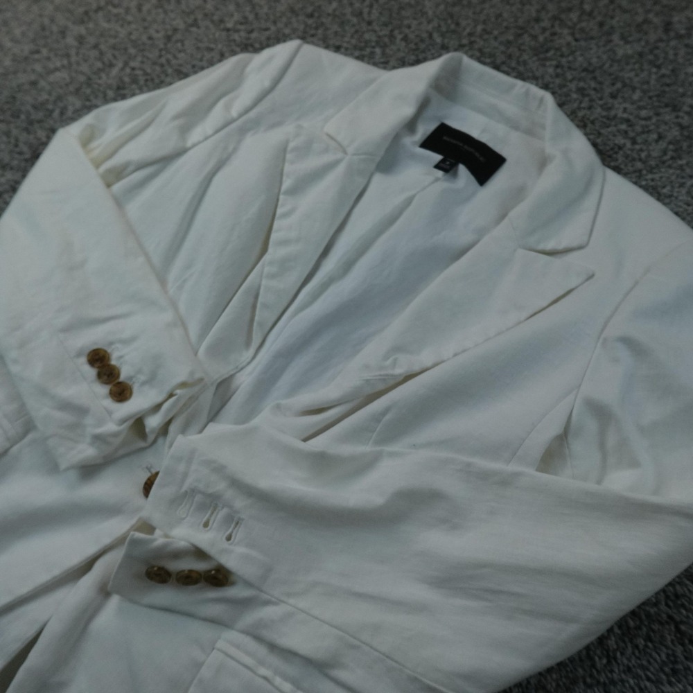 Banana Republic Blazer Womens 8P White Linen Peak Sport Coat Jacket Surgeon Cuff
